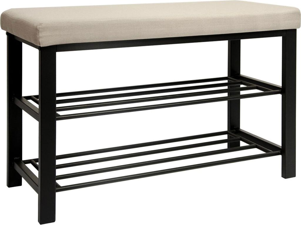 Schuhbank mit Polster - 81x32x50 Schuhregal mit Sitzfläche - Garderobenbank Flur
