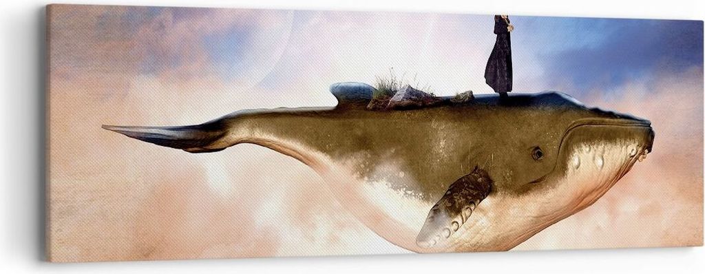 Bild auf Leinwand - Leinwandbild - Einteilig - Wal Frau Himmel - 90x30cm - Wand Bild - Wanddeko - Wandbilder - Leinwanddruck - Bilder - Wanddekorat...