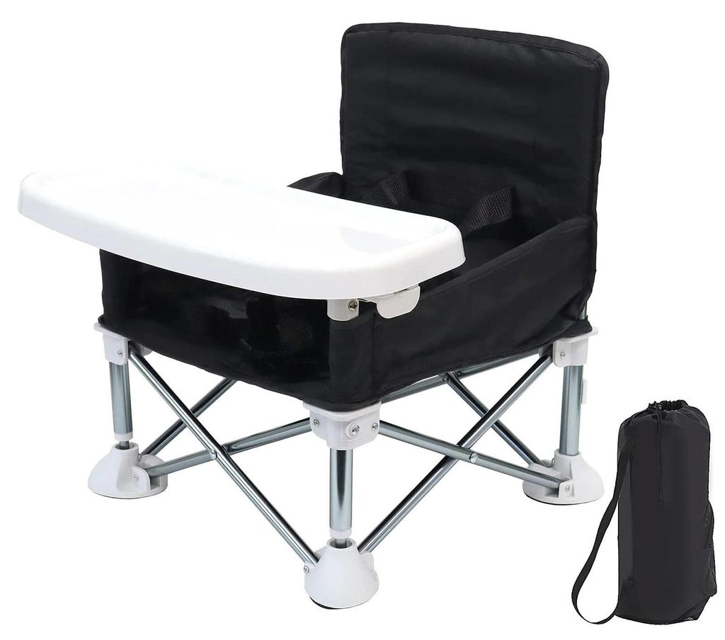 Baby Hochstuhl - Klappbarer Reise-Hochstuhl - Abnehmbares Tablett - Tragetasche - Leicht - Sicherheitsgurt - Für drinnen & draußen - 7–12 Monat...