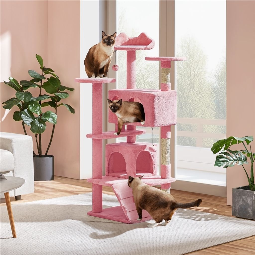 Yaheetech 138 cm H Kratzbaum Kletterbaum Katzenbaum mit 3 Produktbild 1