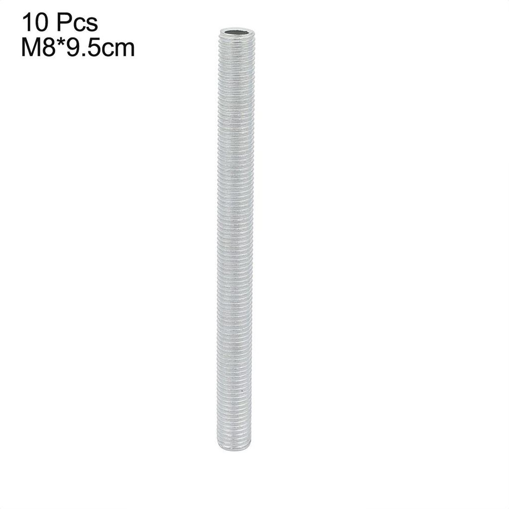 10Pack Lampenrohrnippel M8 Gewinde 95mm Hohl Reparaturteil silber verzinkt