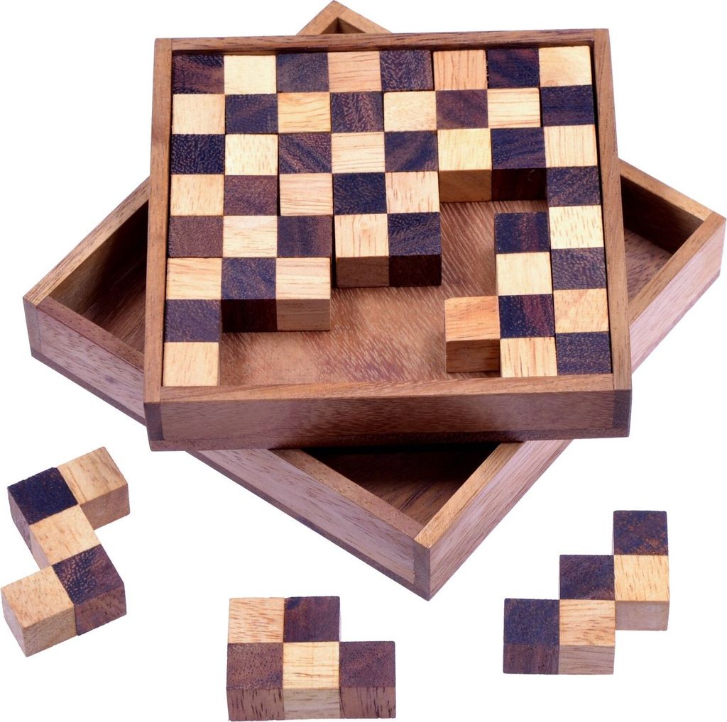 Schach-Pentomino Puzzle – Lern- & Knobelspiel aus Holz | 12 Teile im Schachbrettdesign