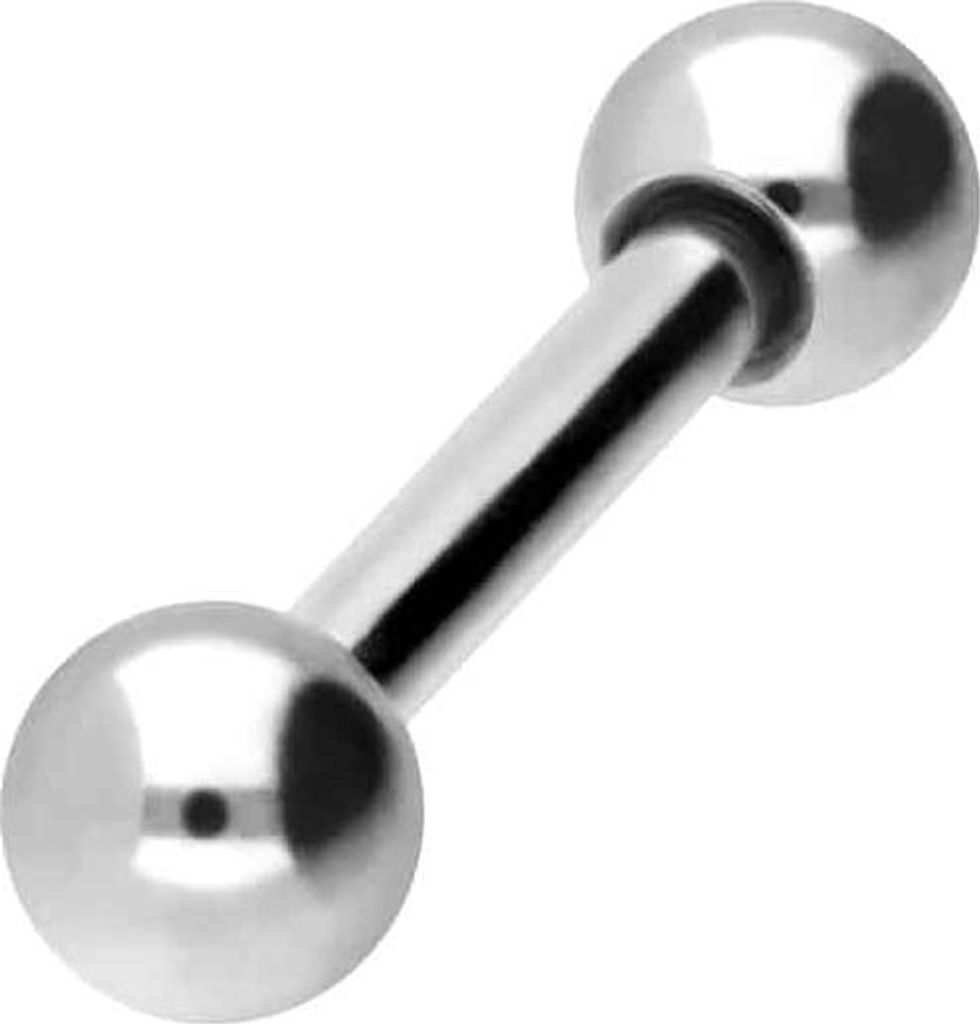 Zungenpiercing, Intim-Piercing Chirurgenstahl Barbell Silber Stablänge: 7mm + Stabstärke: 1,2mm + Kugelgröße: 3mm