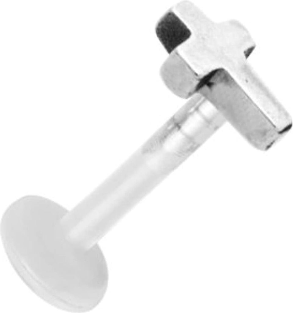 Labret Bioplast Lippen Tragus Piercing Kreuz Aufsatz 5mm Edelstahl 316L - FLABX06