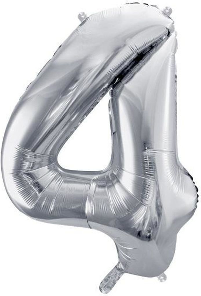 PartyDeco FB1M-4-018, Spielzeugballon, Folie, Silber, Einfarbig, Universal, Universal