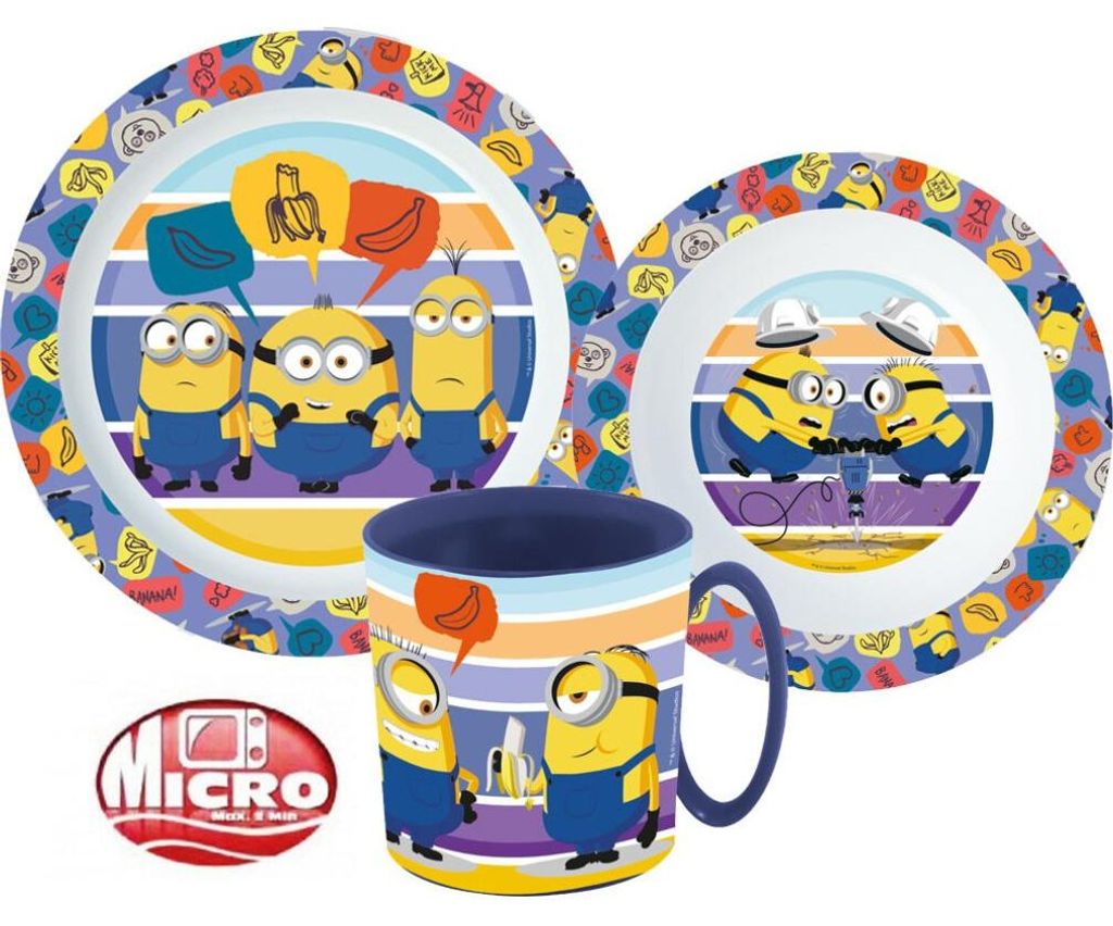 Set di stoviglie Minions Striped Microplastica 350 ml Immagine del prodotto 