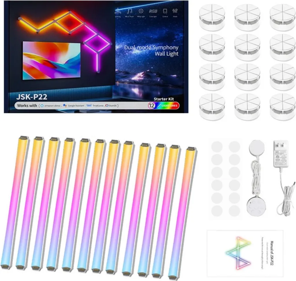 Ruban LED Connecté RGB Modulable 12 Sections pour Décoration Murale