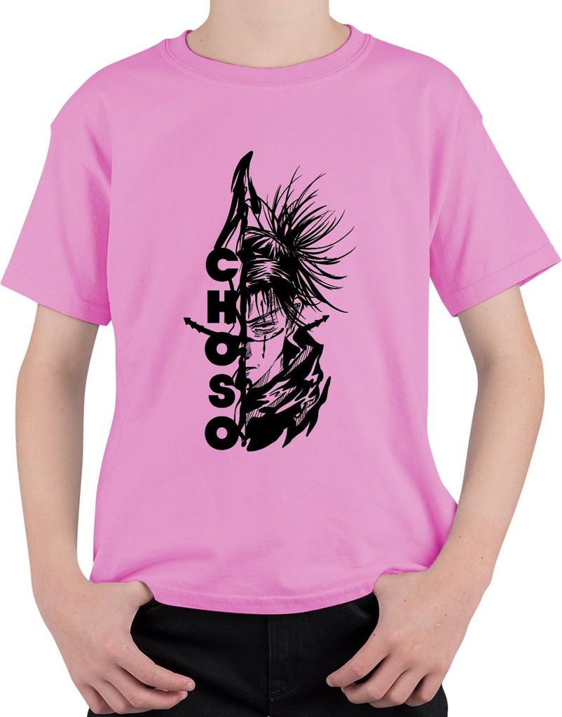 Jujutsu Kaisen Choso Anime Halbgesicht Manga blutig düster Uni Kinder T-Shirt, Pink, 128