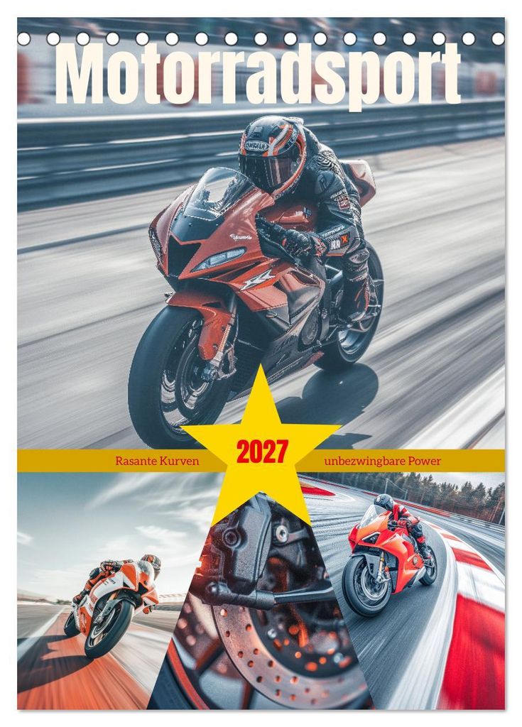 Motorradsport (Tischkalender 2027 DIN A5 hoch), CALVENDO Monatskalender