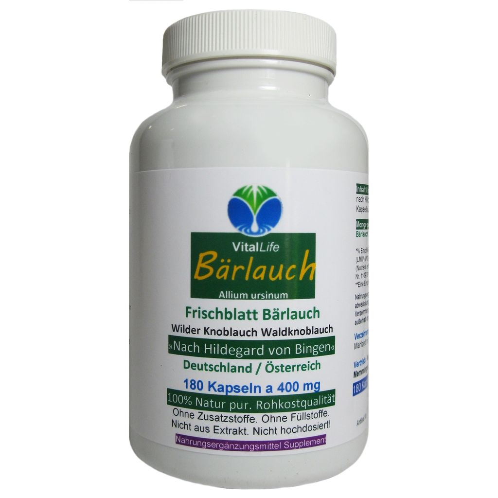 Wilder Frischblatt Bärlauch 180 Kapseln nach Hildegard von Bingen NATUR Pur OHNE Zusatzstoffe OHNE Füllstoffe.