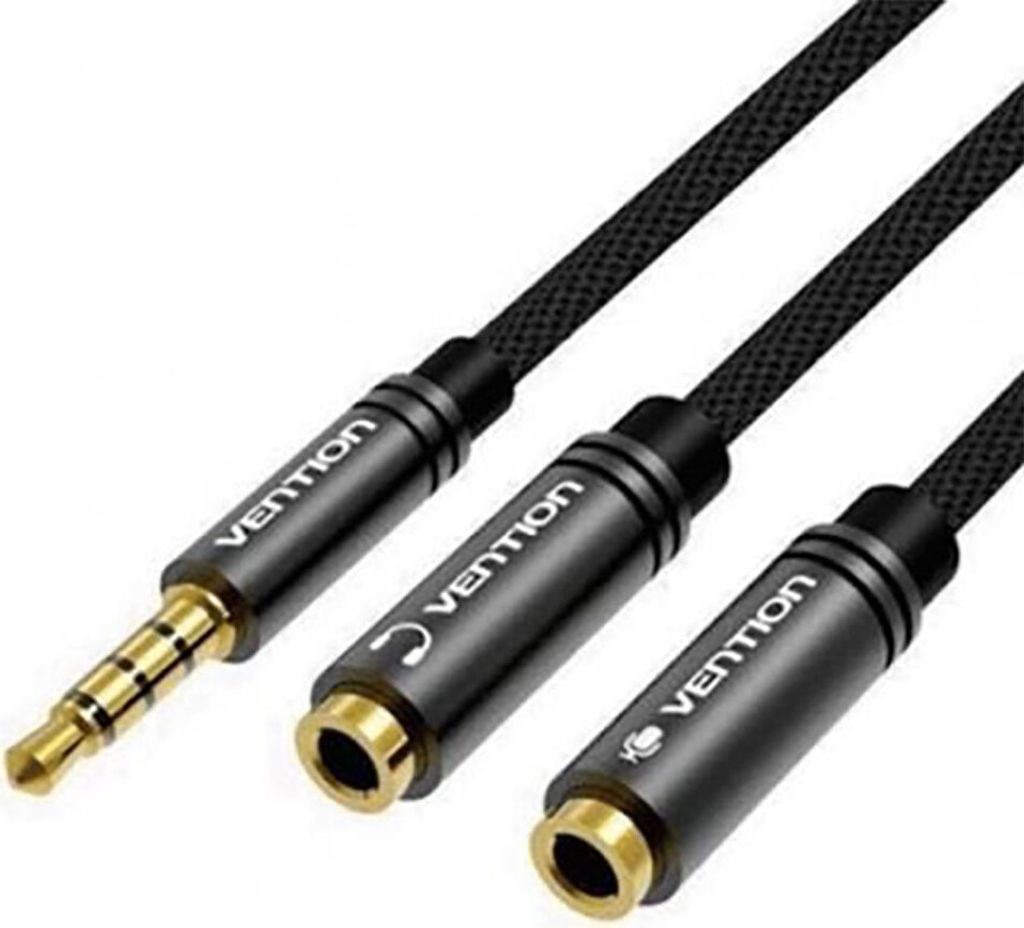 Cable de audio Splitter Jack male de 3,5 mm mit 2 Anschlüssen (Kopf- und Ohrhörer) für zwei Stereo-Klinkenstecker de 0,3 Meter - - - Vention