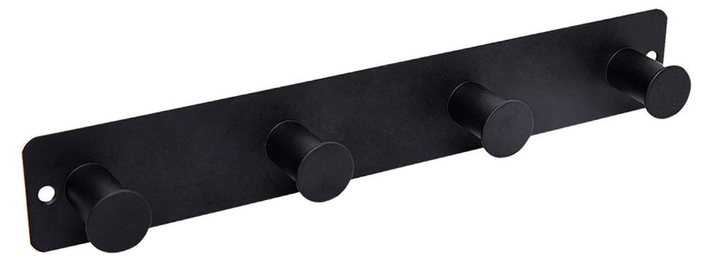 Schwarze Kleiderhaken, selbstklebende Wandhaken mit Schrauben, Garderobenständer mit 4 Haken, Wandhaken für Hüte, Schals, Handtaschen, Handtuchh...