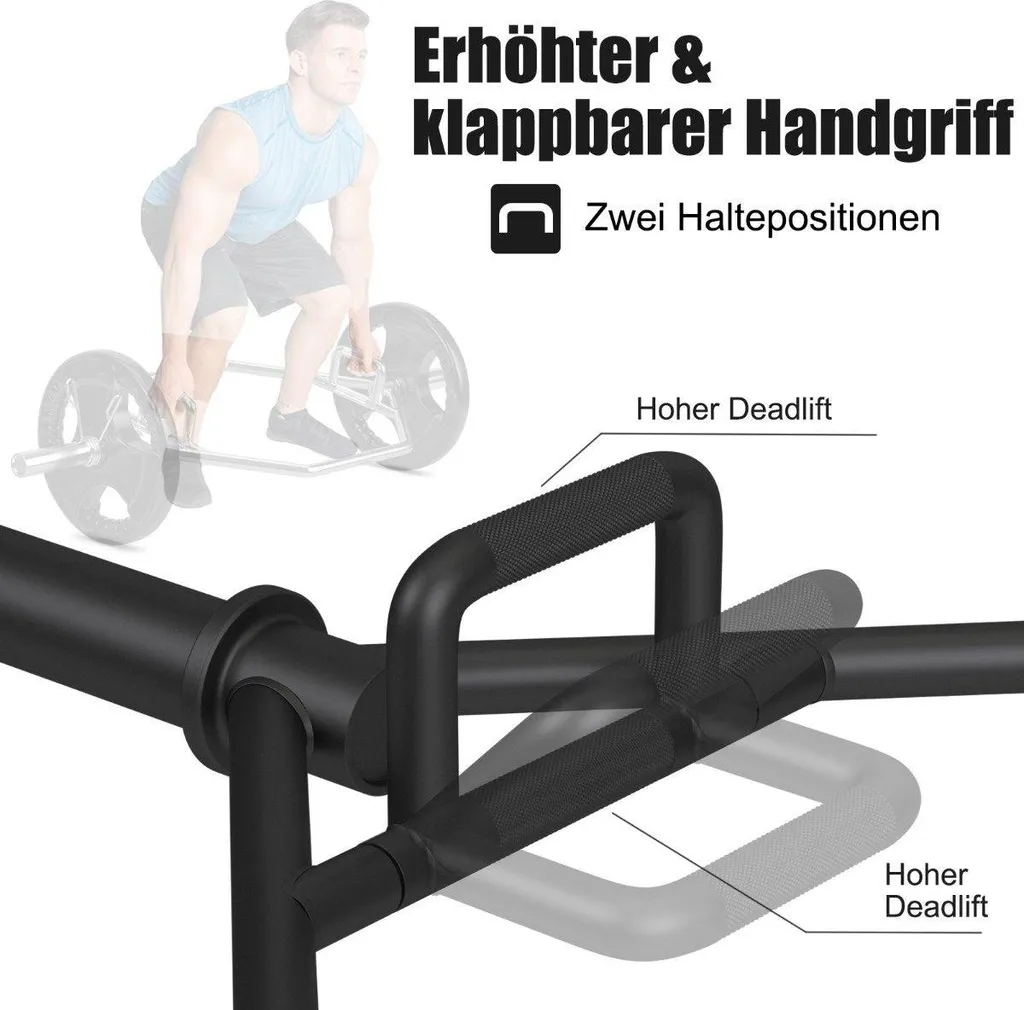 Barre Hexagonale 800 lb à Poignées Pliables - Acier Renforcé Noir - 2