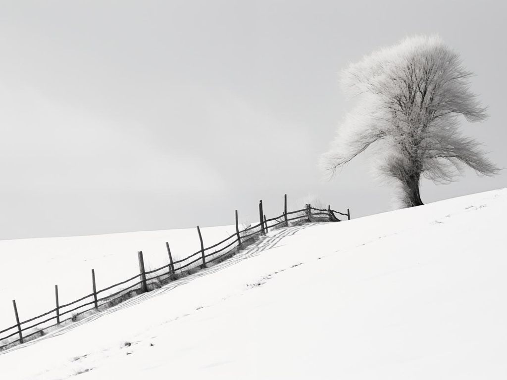 Plakat 20x15cm Einsamkeit des Winters am Zaun