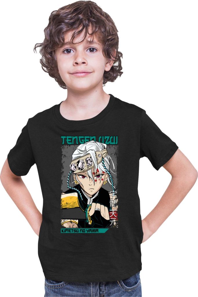 Kinder T-Shirt Demon Anime Slayer Kimetsu No Yaiba Uzui Tengen 001, 3-4 Jahr - 104 / Schwarz