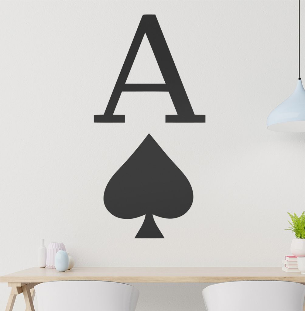 KIWISTAR Ace of Spades Wandtattoo in 6 Größen - Wandaufkleber Wall Sticker - Dekoration, Küche, Wohnzimmer, Schlafzimmer, Badezimmer