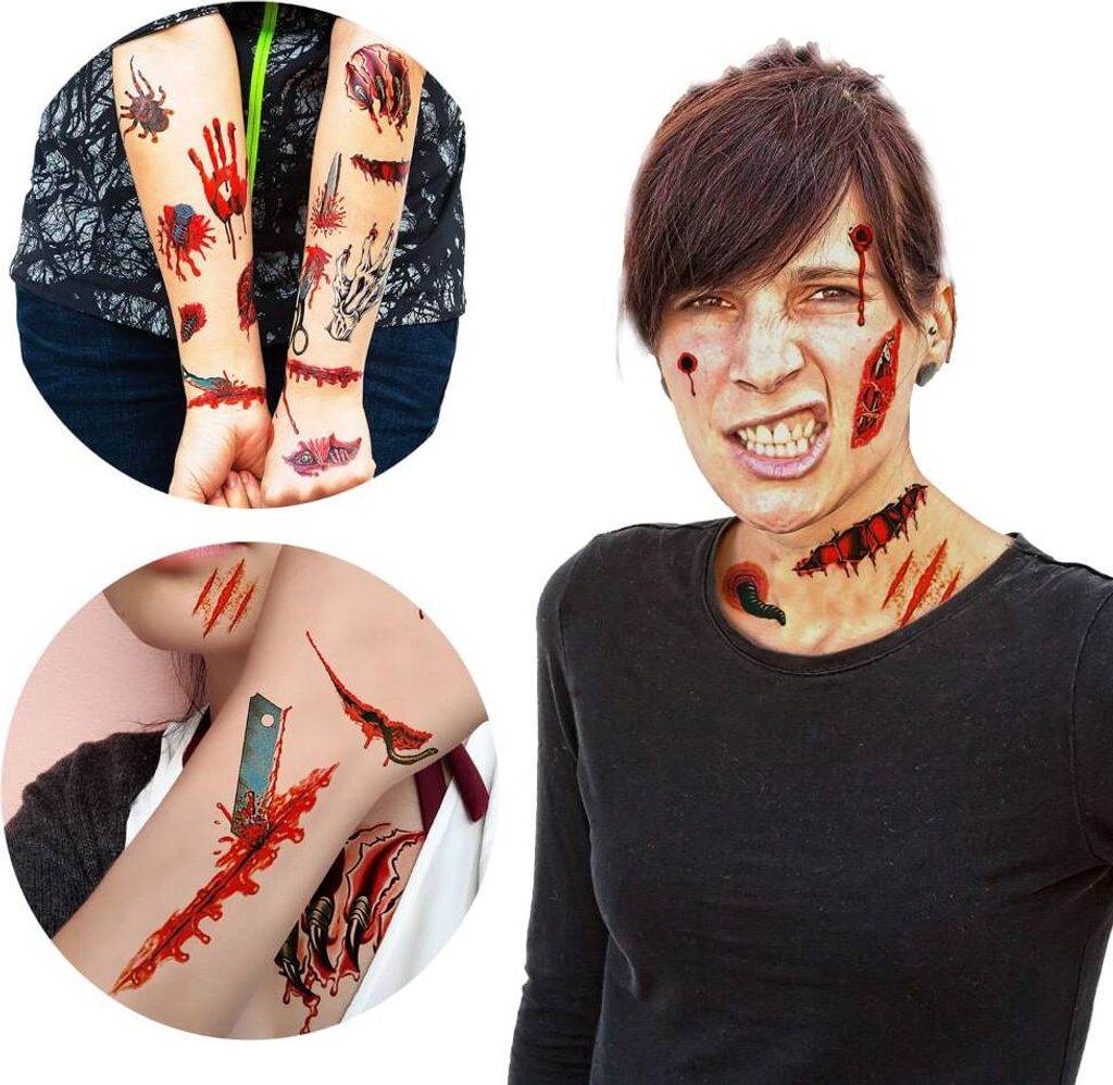 Oblique Unique Temporäre Tattoos Horror Halloween Produktbild 