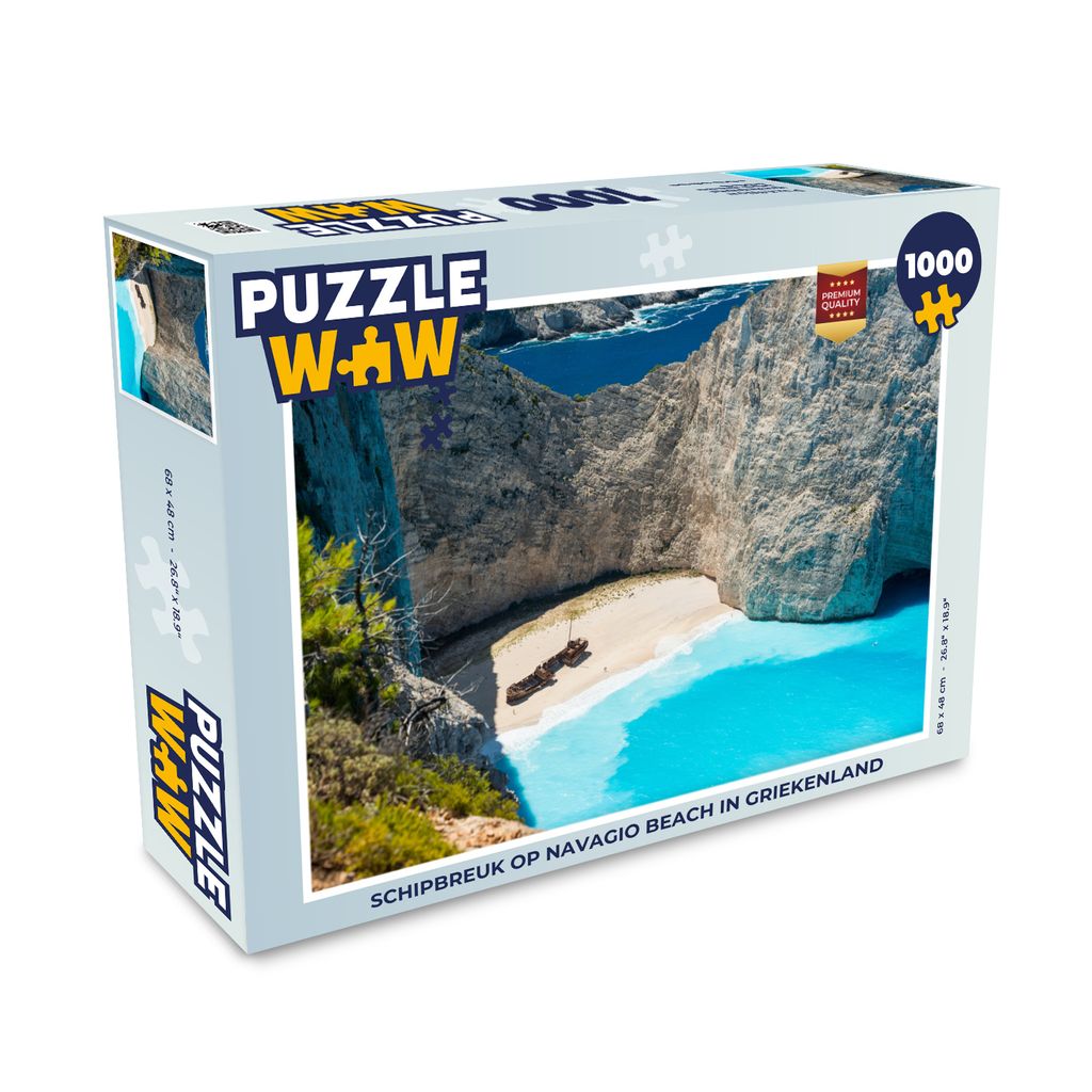 MuchoWow Puzzle 1000 Teile Schiffswrack am Strand von Navagio in Griechenland - Erwachsene - Rätsel