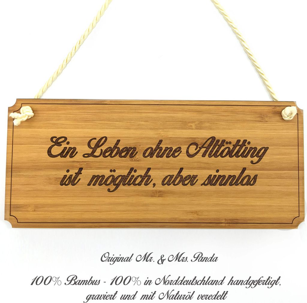 Mr. & Mrs. Panda Wegweiser Altötting - Geschenk, Landhaus, Graviert, Geschenkidee, Schild, Shabby, Türschild, Holzschild, Hinweisschild, Holz