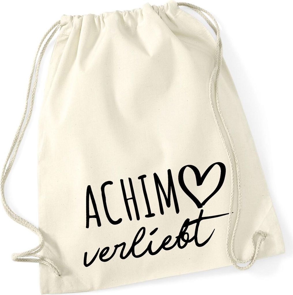 Huuraa Turnbeutel Achim verliebt 12 Liter Natural Baumwolle Rucksack Geschenkidee