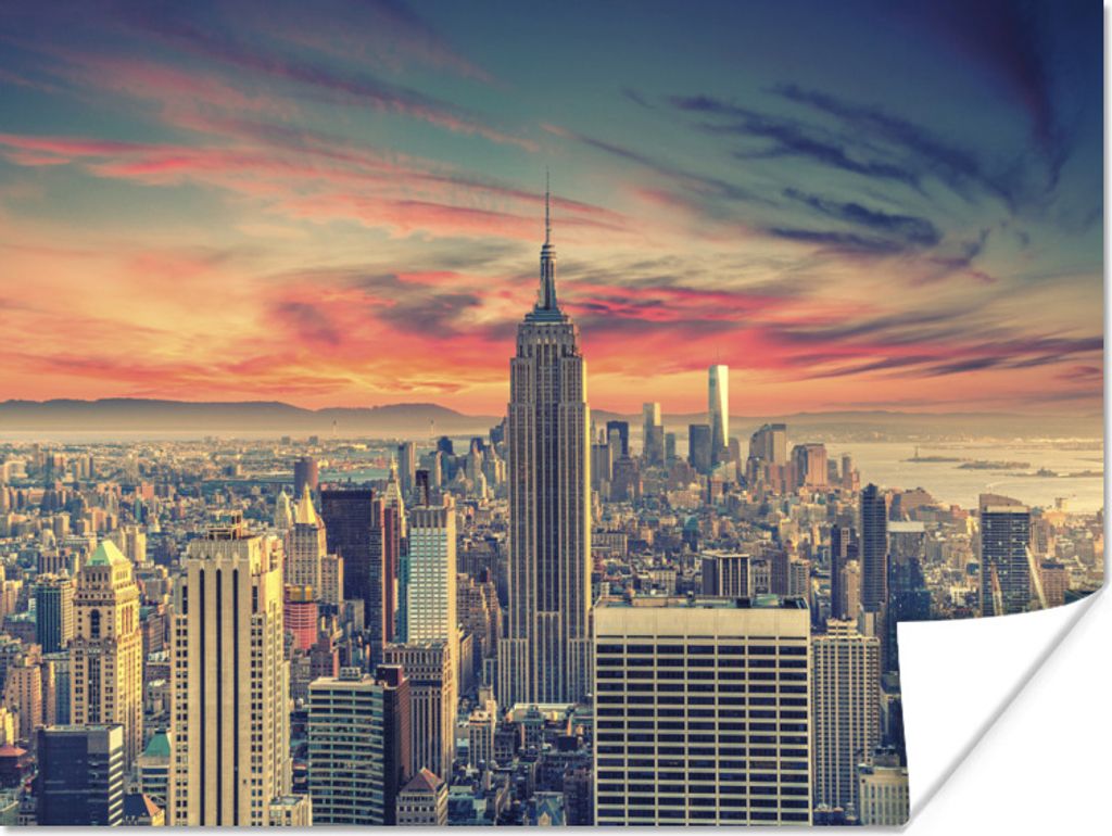 MuchoWow Poster New York - Manhattan - Luft 80x60 cm - Kunst für zu Hause