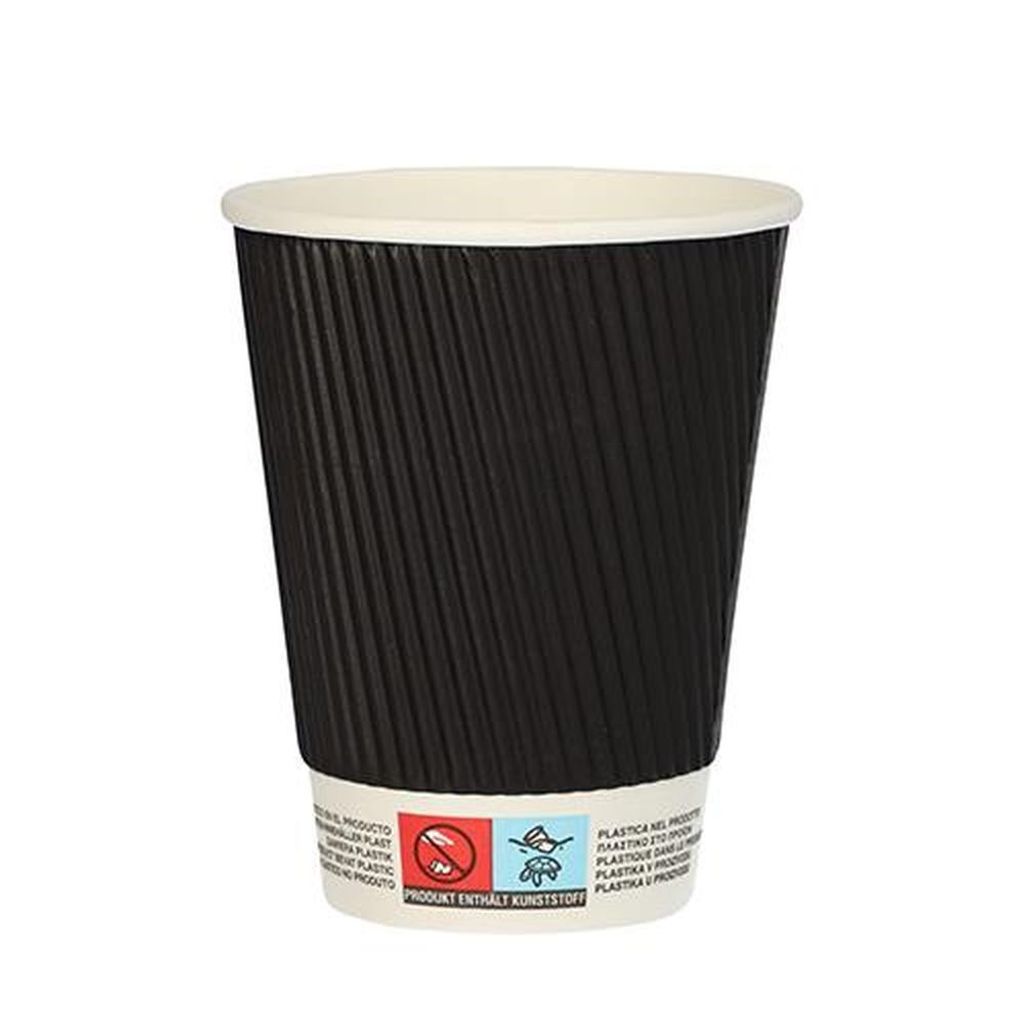 Trinkbecher, Pappe "To Go" 0,3 l Ø 9 cm · 11 cm schwarz Produktbild 