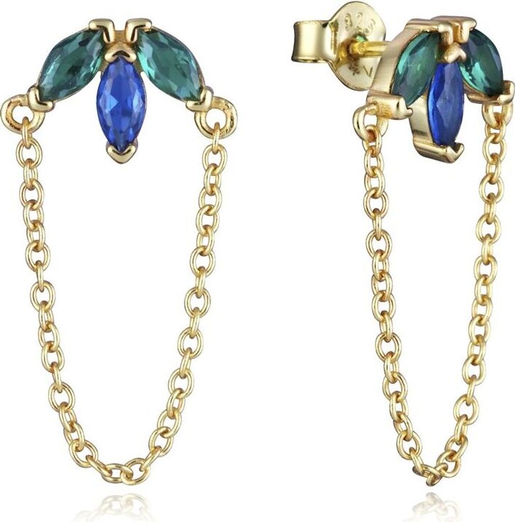 Glitzernde vergoldete Ohrringe mit Ketten Trend 9131E100-39