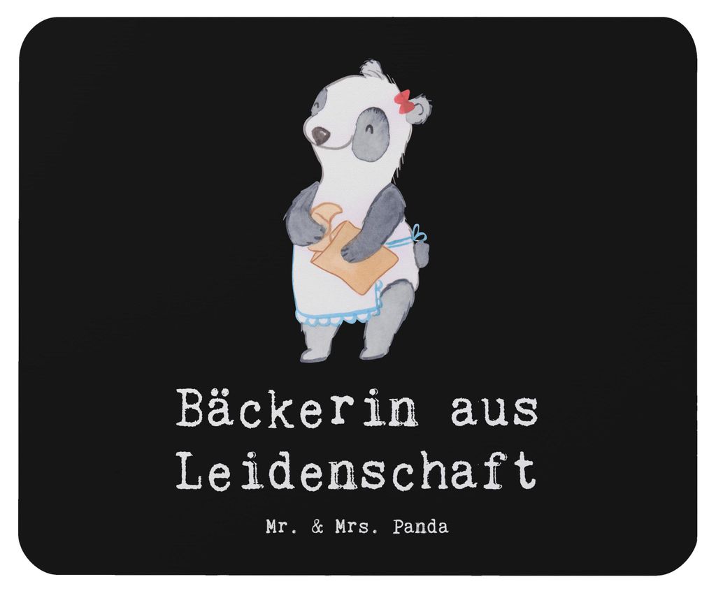 Mr. & Mrs. Panda Mousepad Bäckerin Leidenschaft - Schwarz - Geschenk, pc mausunterlage, Mauspad, Mouse Pad, Backstube, Spruch, mousematte, Bäcker...