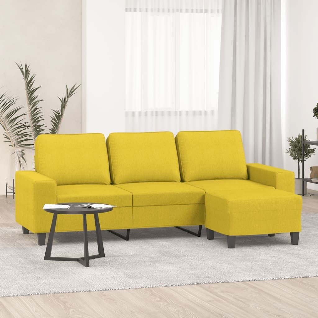 Cloris DesignMöbel 3-Sitzer-Sofa mit Hocker Hellgelb 180 cm Stoff , Schlafsofas 2024 Neu