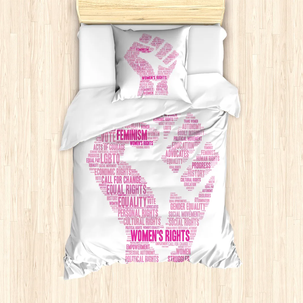 Linge de lit pour chambre d'étudiant féministe 135x200 cm avec taie rose