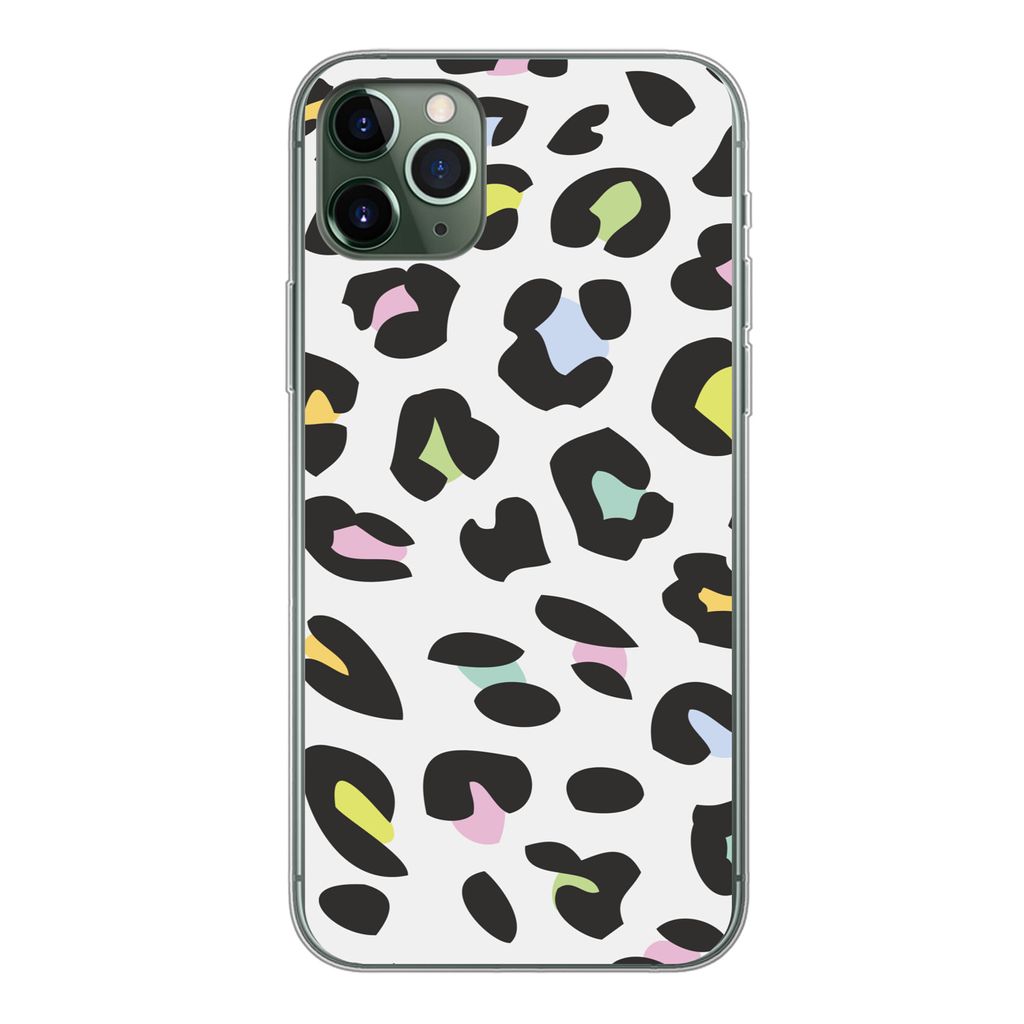 MuchoWow Handyhülle Schutzhülle Hülle für iPhone 11 Pro Max Pantherdruck - Farben - Schwarz Silikon Softcase Handy Hülle - Schutz
