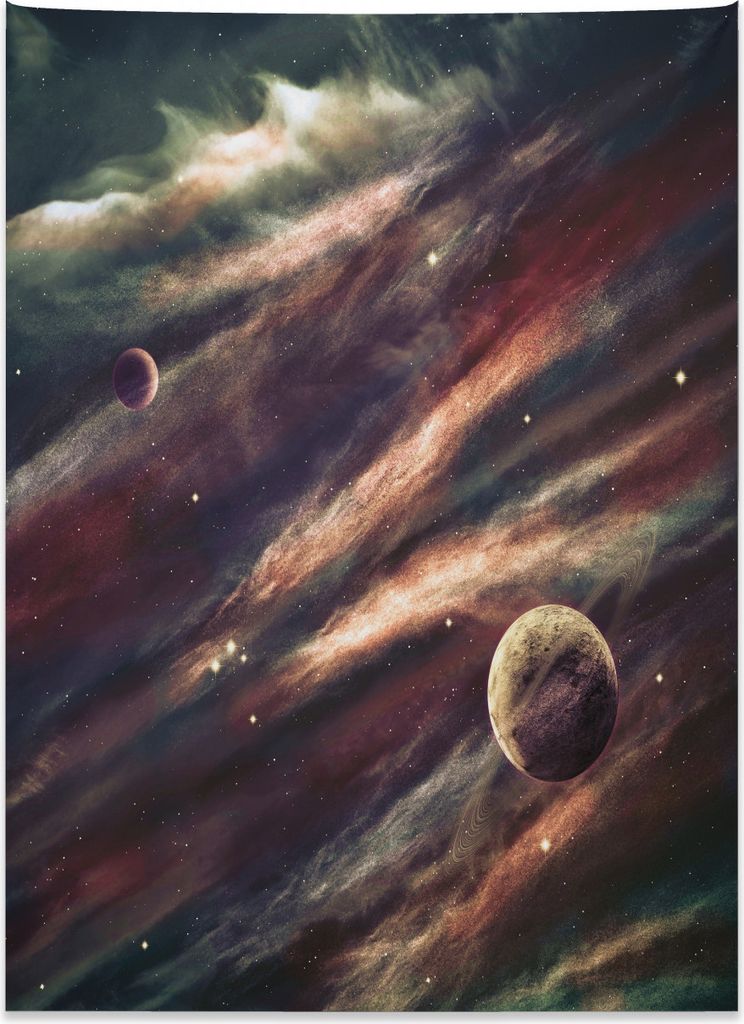 Abakuhaus Weltraum Wandteppich, Nebel-Planet-Wolke aus Weiches Mikrofaser Stoff Kein Verblassen Klare Farben Waschbar, 110 x 150 cm, Getrocknete Ro...