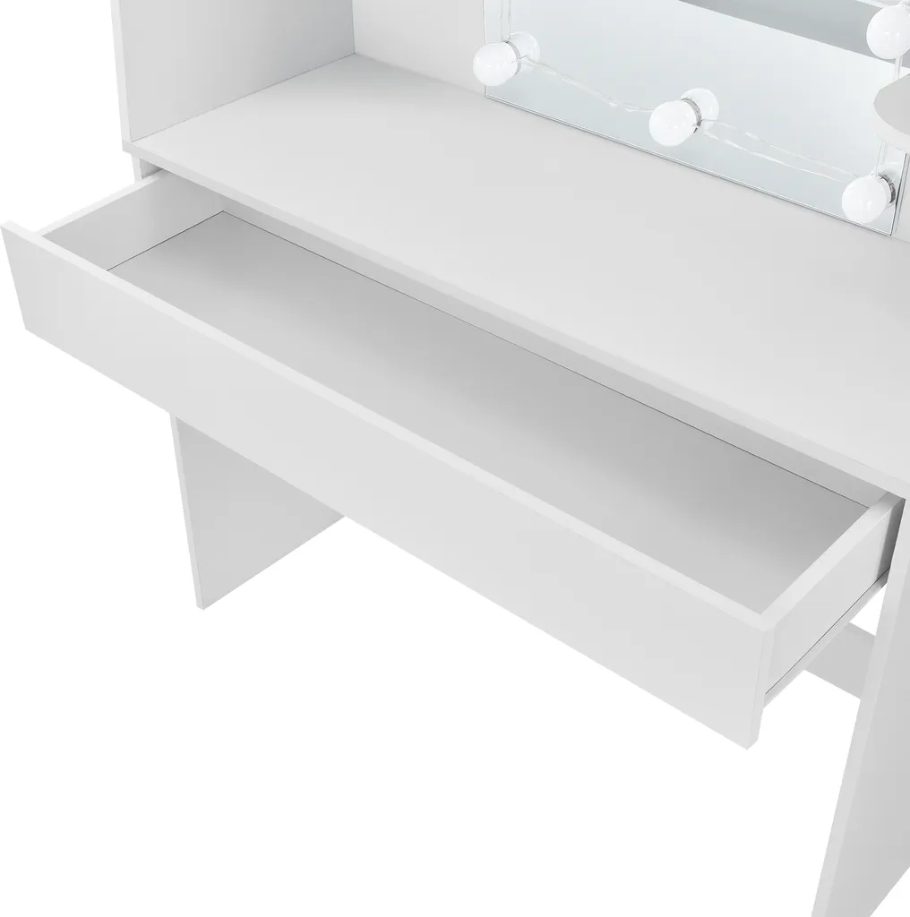 Mobile Trucco Köla Bianco: Design Moderno con Specchio e Luci LED - 6