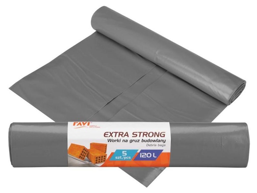 Werkzakken voor bouwafval, EXTRA STERK, LDPE, 120 liter, 5 Productafbeelding 