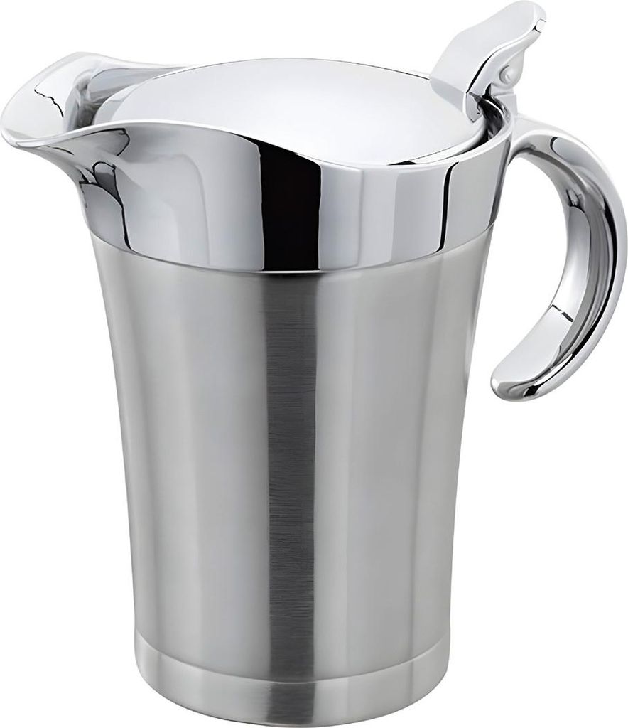 Thermo Sauciere 750ml aus Edelstahl, doppelt isolierte Soßenkanne für heiße & kalte Saucen, ideal für Küche & Tisch