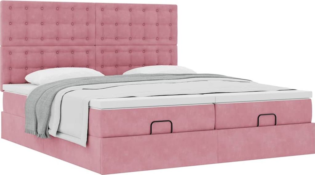Ottoman-Bett mit Matratzen Rosa 200x200 cm Samt