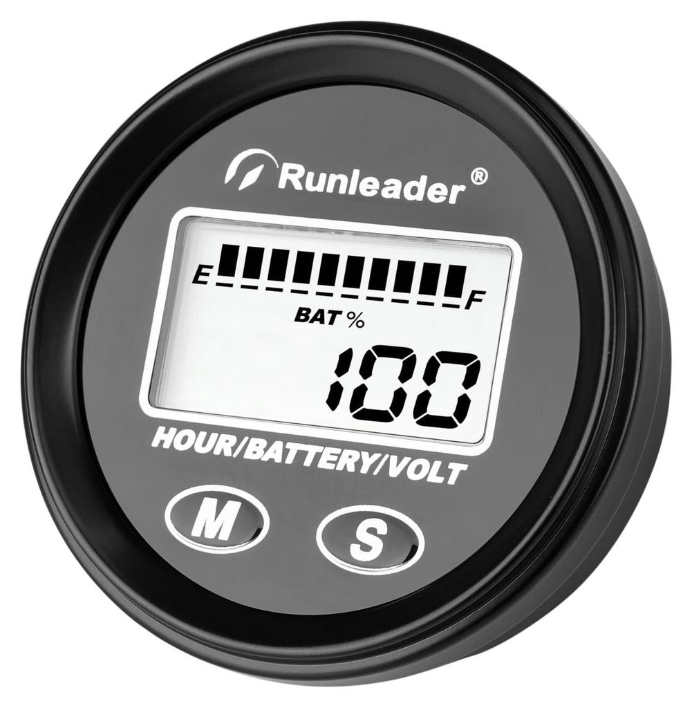 Batteriekapazitätsanzeige mit Voltmeter und Betriebsstundenzähler, LCD, IP67