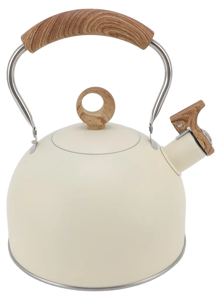 Bouilloire 2,5L pour gaz et induction beige, idéale pour la famille