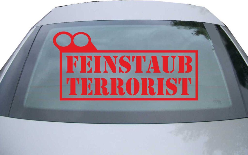 Indigos UG - Aufkleber Heckscheibe & Motorklappe DE2076 - rot - 600x285 mm - Feinstaub Terrorist - Auto Scheiben Fenster Heckklappe Tuning Racing J...