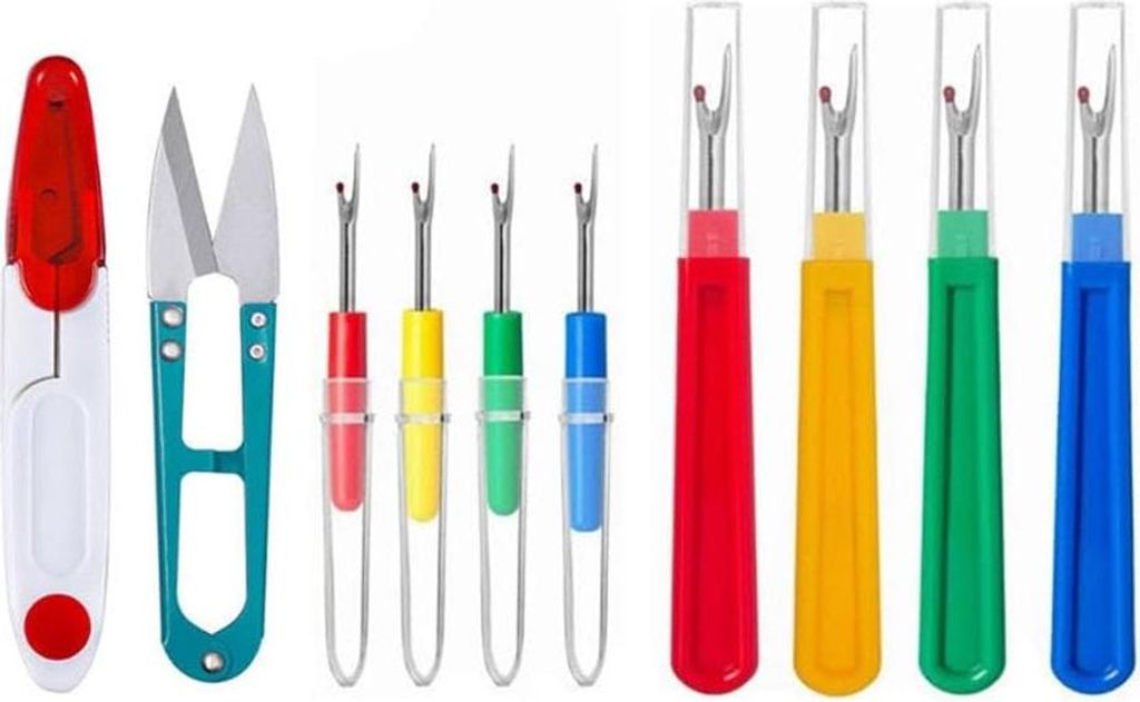 Nahttrenner zum Nähen: Nahttrenner und Fadenentferner-Set zum Nähen, 4 große und 4 kleine Stichtrenner und 2 Fadenscheren