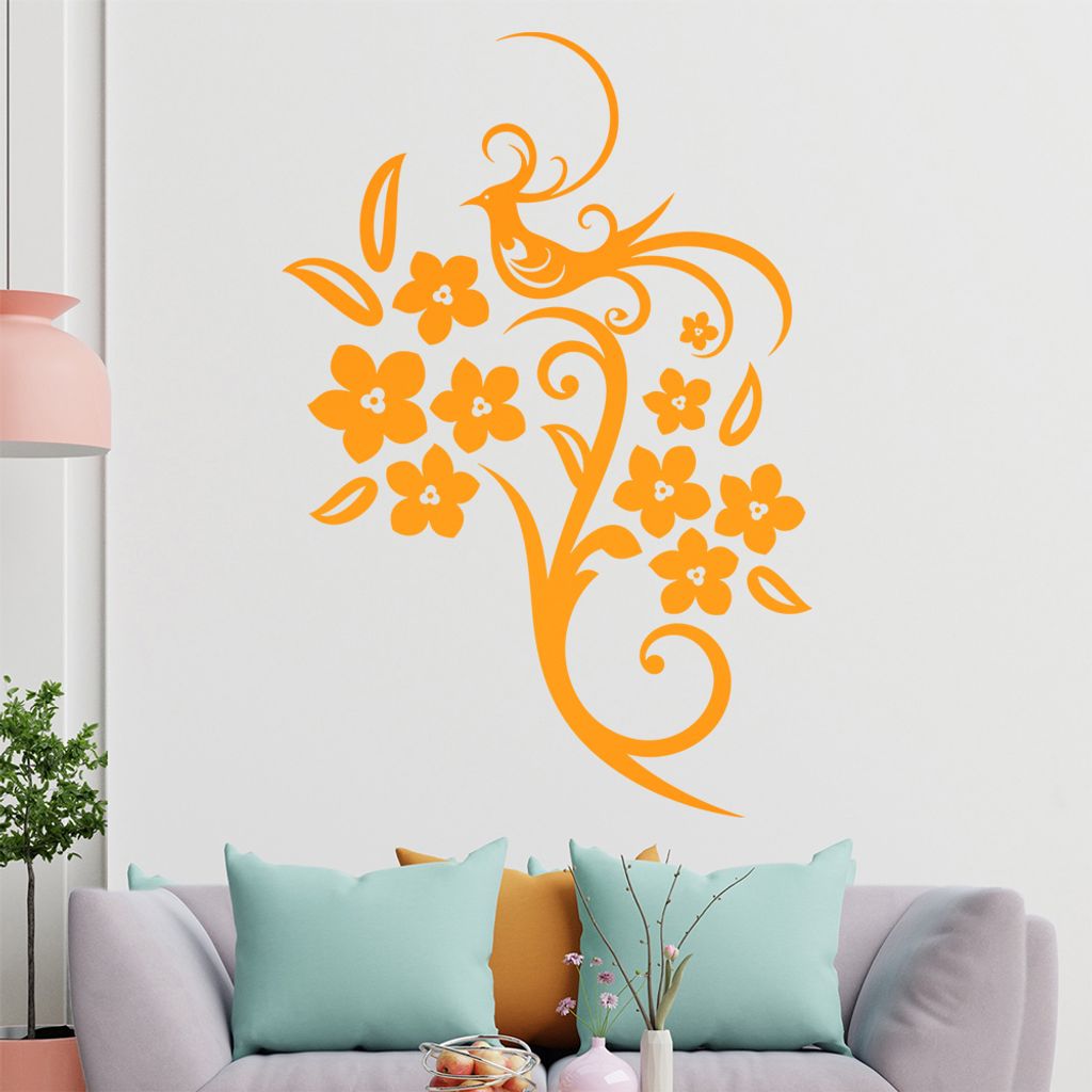 Fasan Vogel Ranke Wandtattoo in 6 Größen - Wandaufkleber Wall Sticker - Dekoration, Küche, Wohnzimmer, Schlafzimmer, Badezimmer