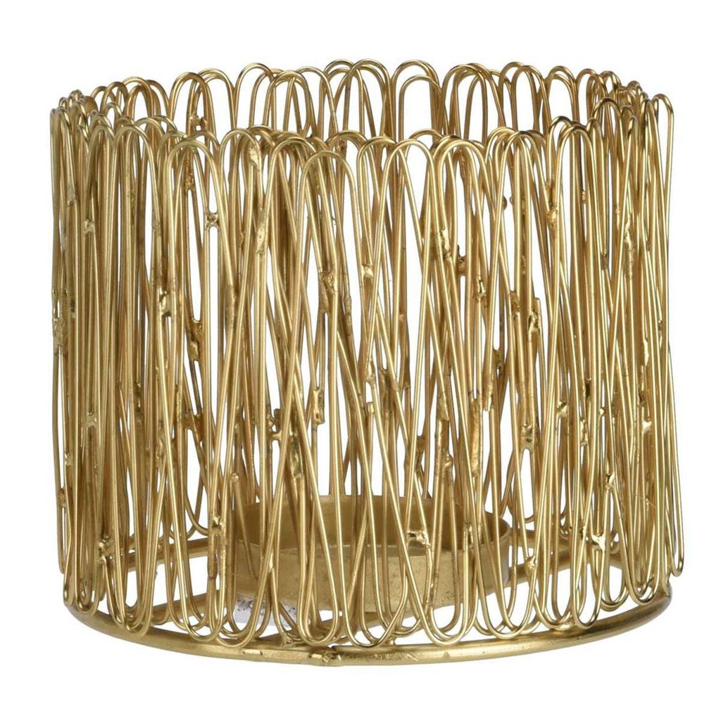 H&S Decoration | Kerzenhalter - 10x13 cm - Gold - Boho Stil - Elegante Tischdeko - Metall Windlicht