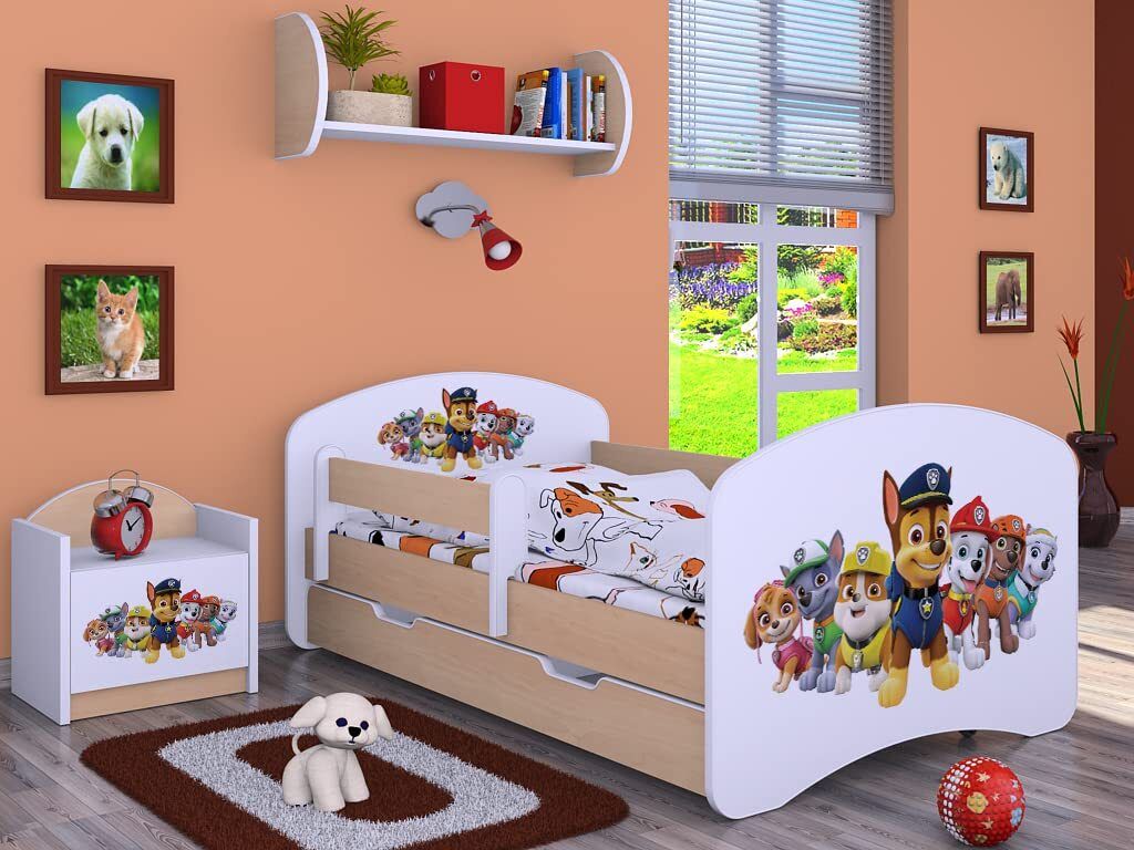 BDW Kinderbett Super Hunde, Babybett Kinderzimmer, Leichte Birne (Motiv 3), 140 x 70 cm