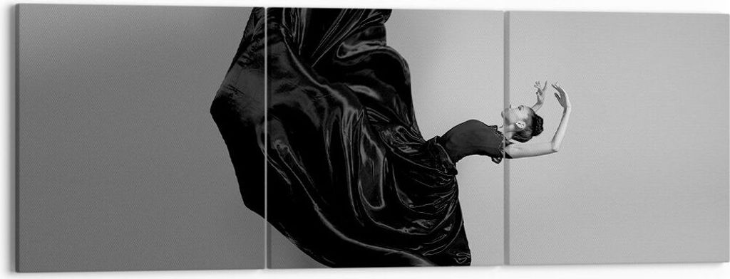 Bild auf Leinwand - Leinwandbild - 3 Teile - Tanz Schwarz Kleid - 150x50cm - Wand Bild - Wanddeko - Wandbilder - Leinwanddruck - Bilder - Wanddekor...
