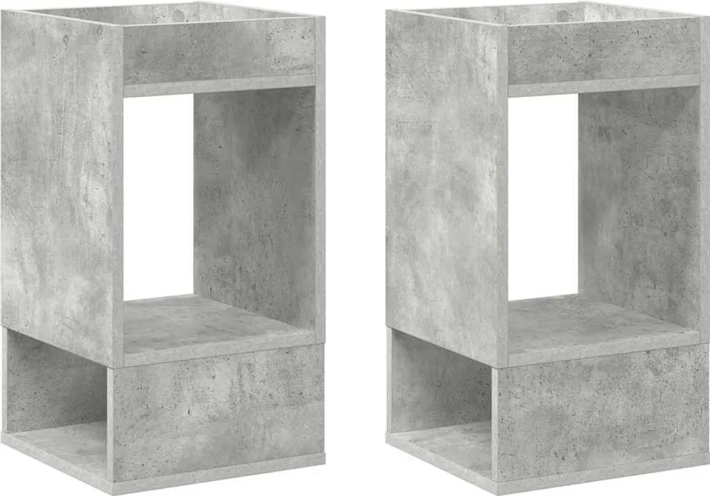 SYFAX™ Set 2 Tavolini Grigio Cemento 30x30x56 cm Legno Multistrato