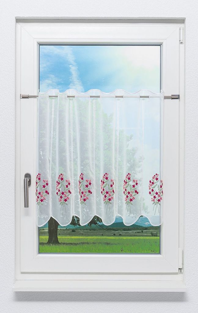 Lysel Scheibengardine Blümlein (Bx H) 176cm * 60cm rosa/rosa