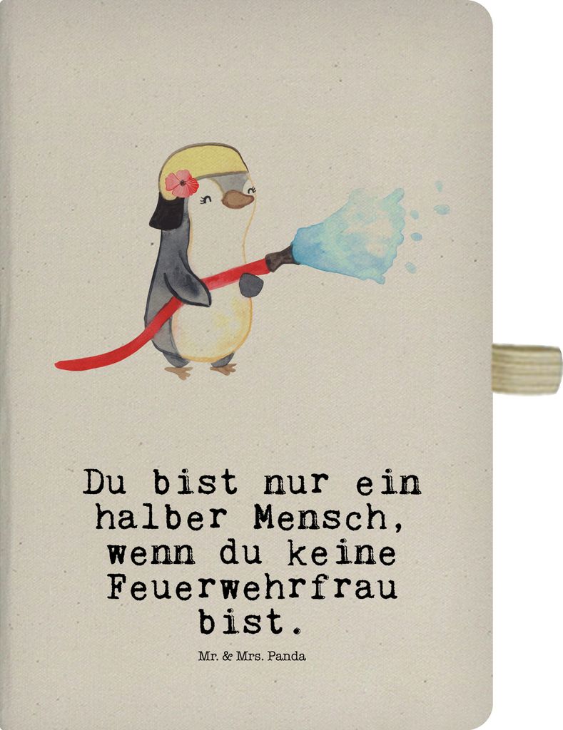 Mr. & Mrs. Panda Tagebuch Feuerwehrfrau Herz - Transparent - Geschenk, a5 kladde, Freiwillige Feuerwehr, Journal, notizbuch, Adressbuch, din, Ausbi...