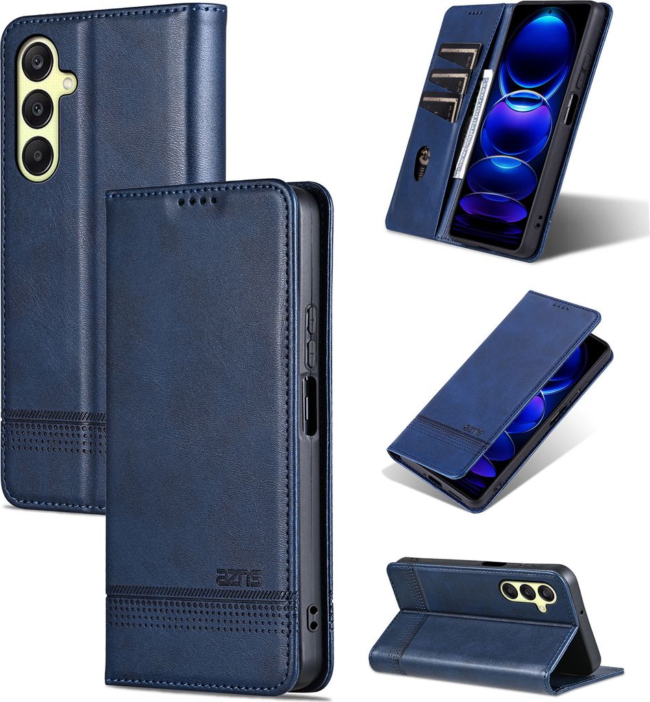 Leder Hülle für Samsung Galaxy A26, Klapphüllen Brieftasche Magnetverschluss Ständer Schutzhülle Blau