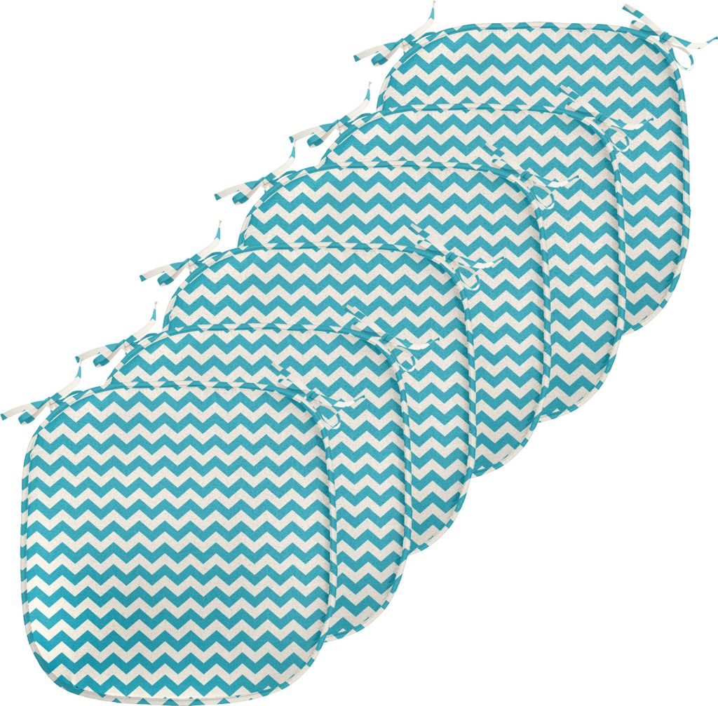ABAKUHAUS Seafoam Polster für Esszimmerstühle, Abstrakt Chevron-Linien, Dekoratives wasserfestes Kissen mit Riemen für Küchensitze, 40 cm x 40 ...