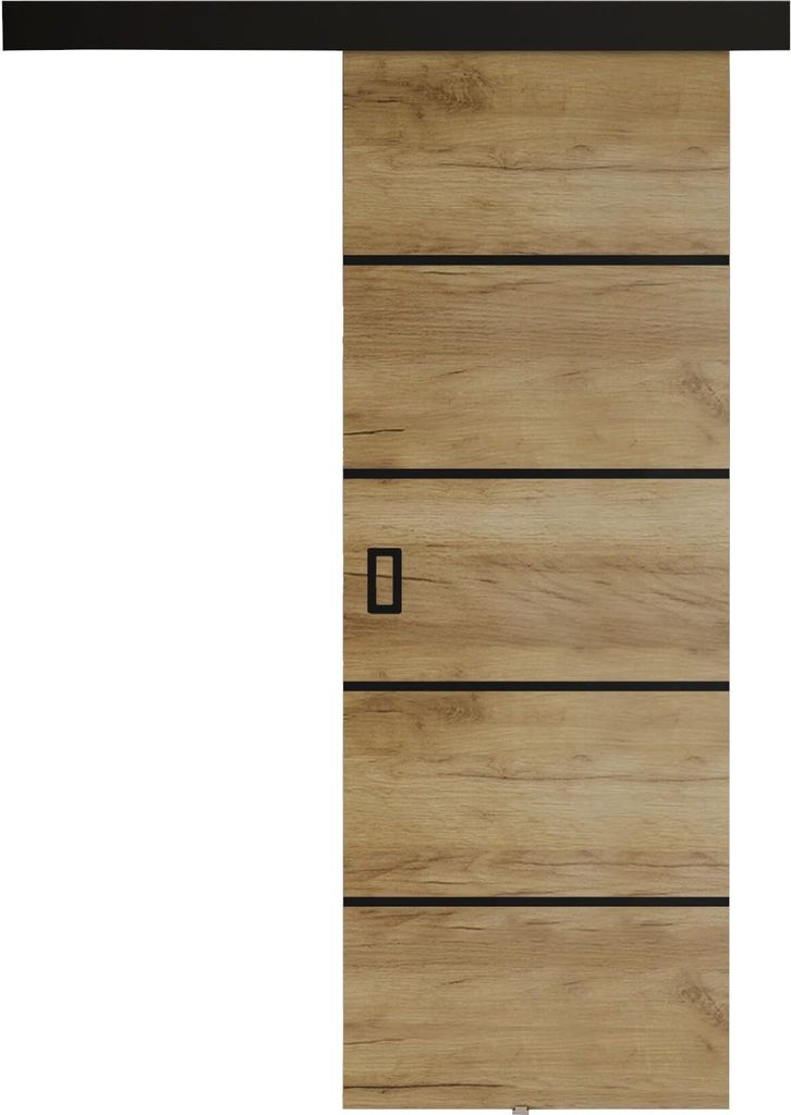 KIER FURNITURE Schiebetür Komplettset WERDI PLUS Sliding Door, Raumteiler Schiebetür Eiche Craft 76x205x1,6 cm